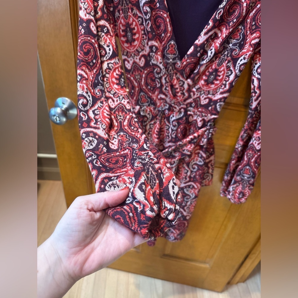 Anthropologie Maeve Paisley Belted Dress Long Sleeve Size XS - Picture 8 of 14